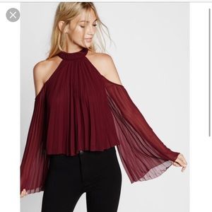 Express Burgundy Cold Shoulder Blouse